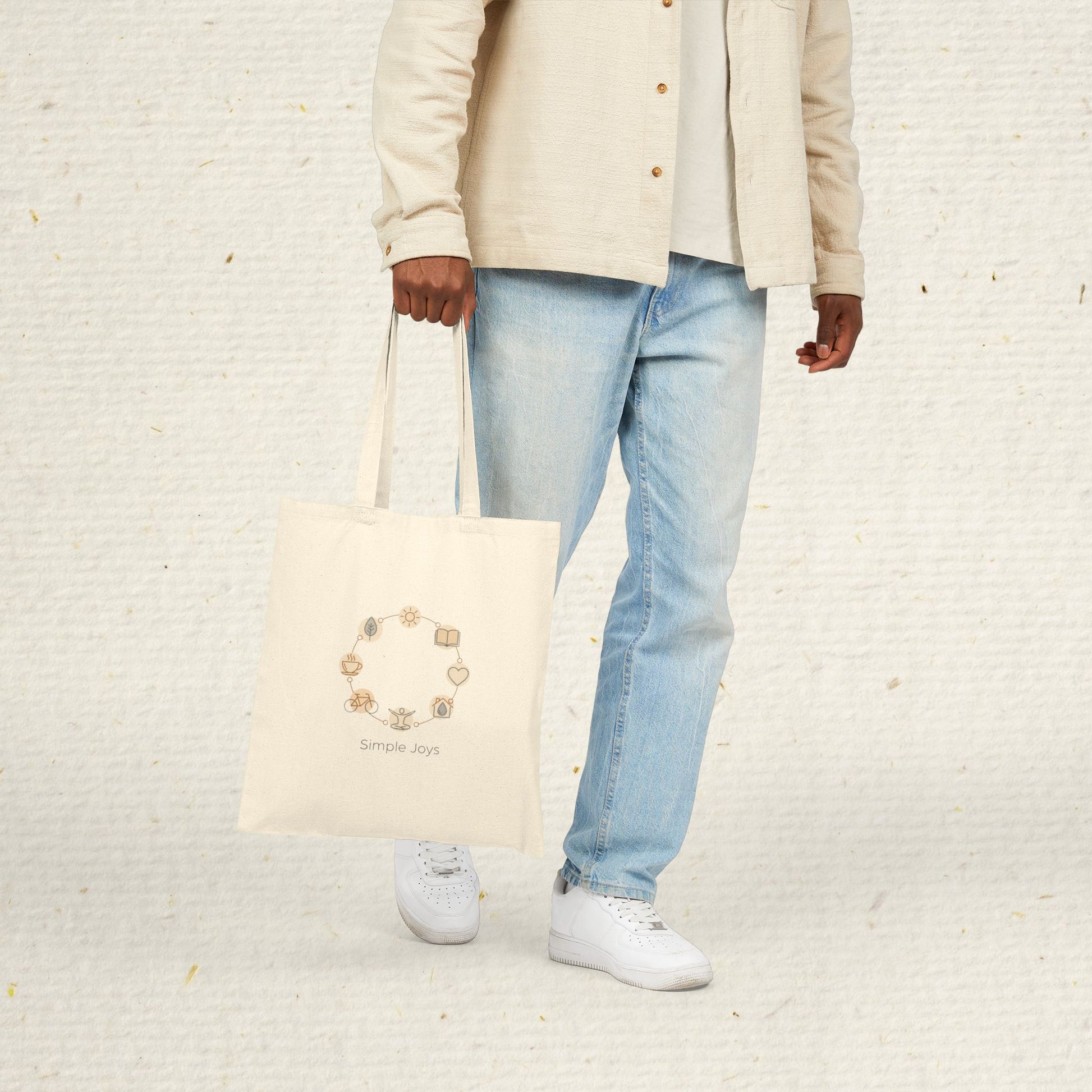 Minimalist Line Art Canvas Tote Bag: Heavyweight Cotton Shopper Bag in Natural