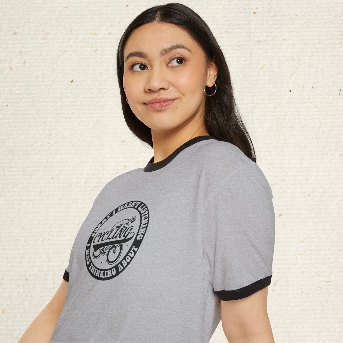 Retro Cycling Ringer T-Shirt: Vintage Cyclist Graphic Tee | Funny Cycling Shirt | Soft Cotton Bike Ride Apparel