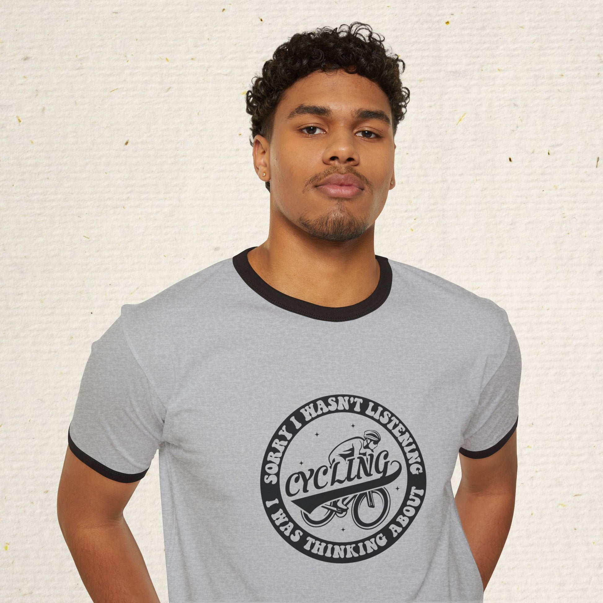 Retro Cycling Ringer T-Shirt: Vintage Cyclist Graphic Tee | Funny Cycling Shirt | Soft Cotton Bike Ride Apparel