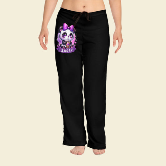 Sassy Panda Pajama Pants for Women. Sassy Loungewear. Panda Sleepwear. Sassy Panda PJ Pants Women.