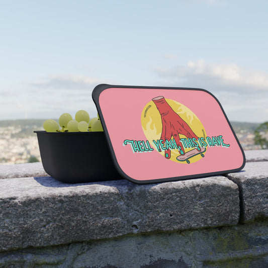 Skater lunch This is Rave, Skateboard Lunch Container with Band and Utensils, Eco-friendly skater bento Box, Lunch box for girls and boys.