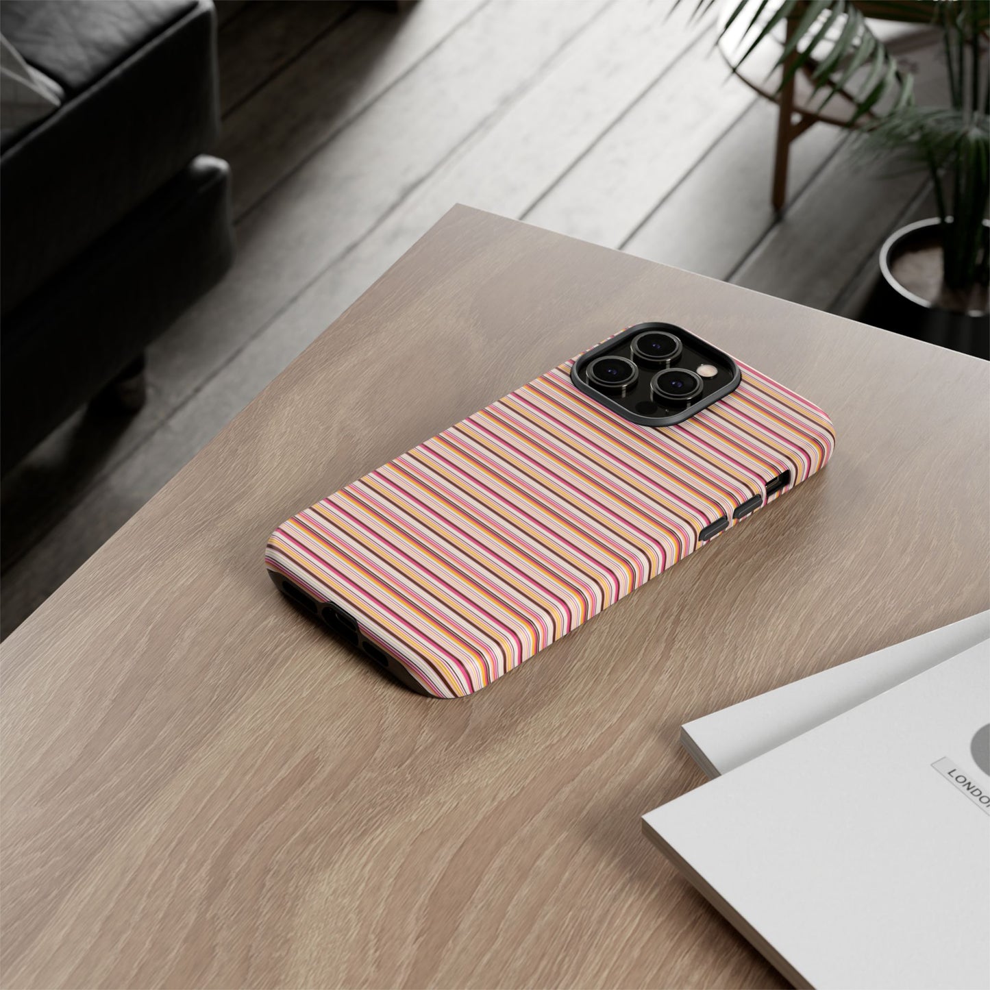 Retro Stripe Phone Case – Vintage Protective iPhone & Samsung Case with Wireless Charging
