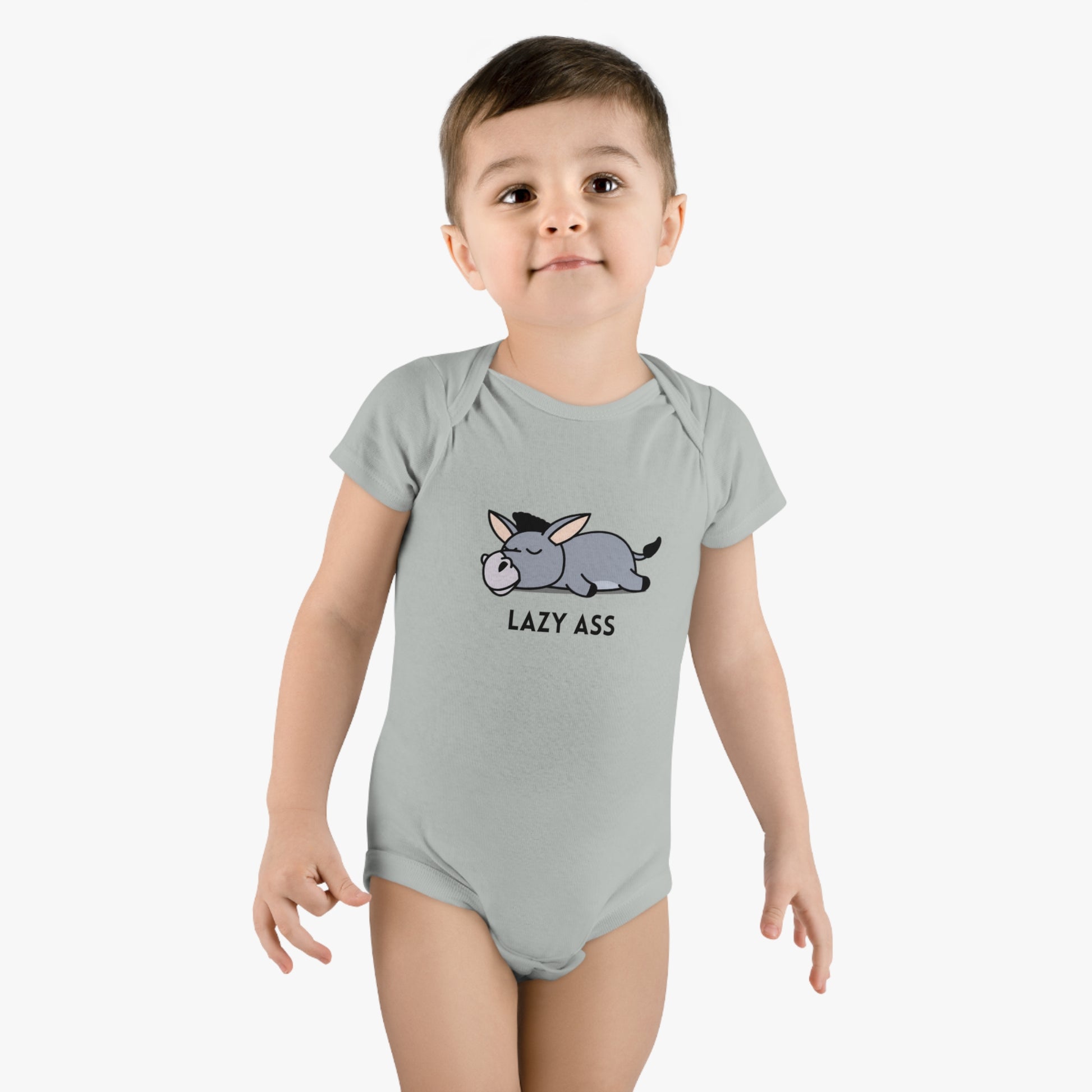 Short Sleeve Donkey Onesie® for babies. 100% cotton baby bodysuit