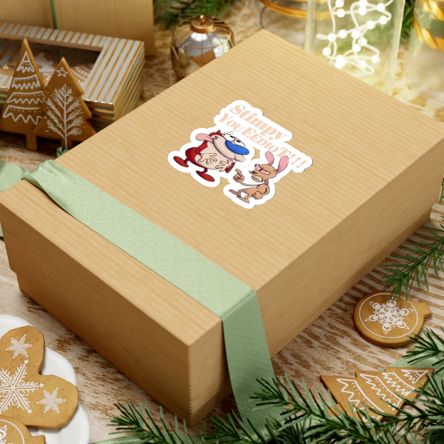 Ren and Stimpy Kiss-Cut Stickers. 90s cartoon laptop, luggage, back pack, skateboard, phone case and other stickers.