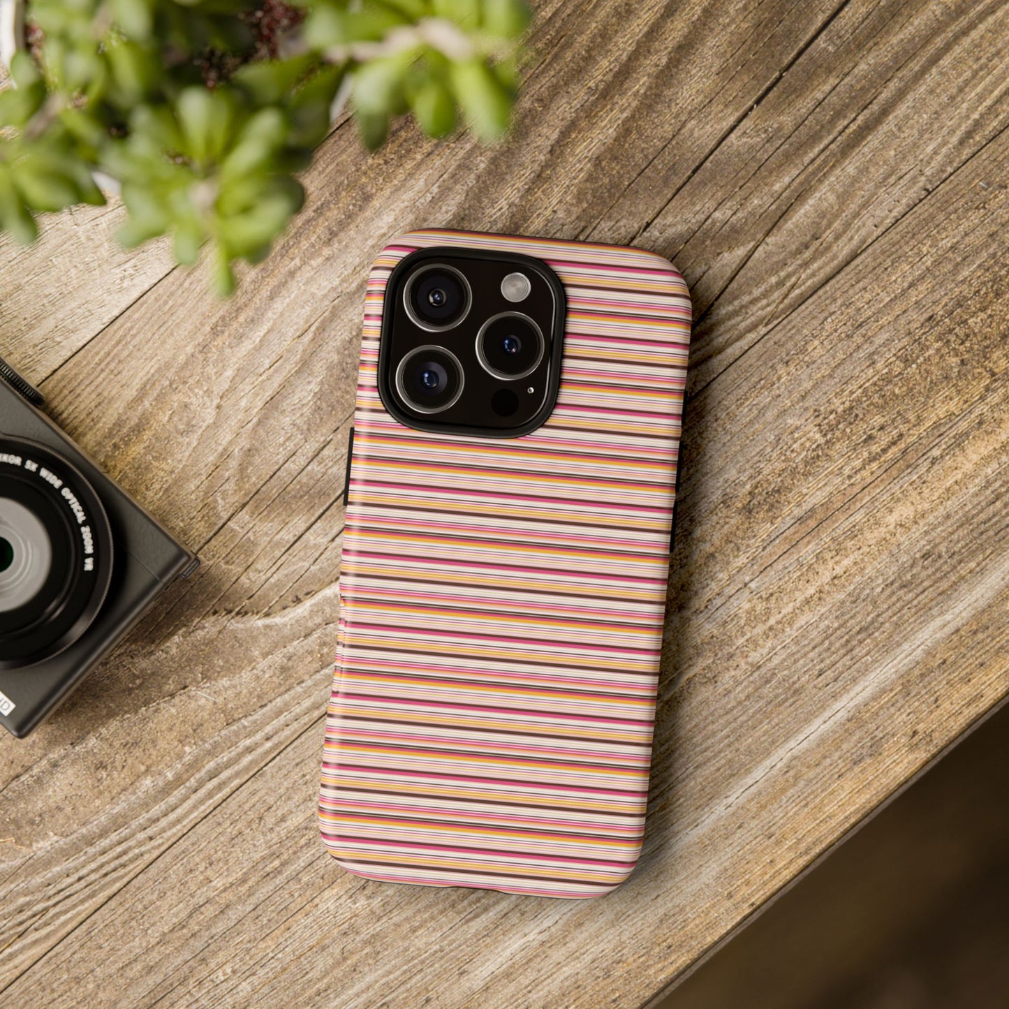 Retro Stripe Phone Case – Vintage Protective iPhone & Samsung Case with Wireless Charging