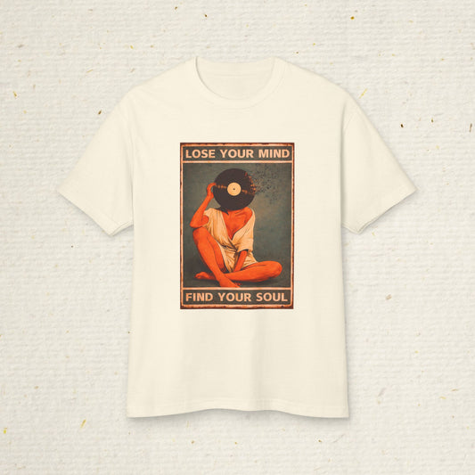 retro music shirt vinyl record head design relaxed fit shirt
