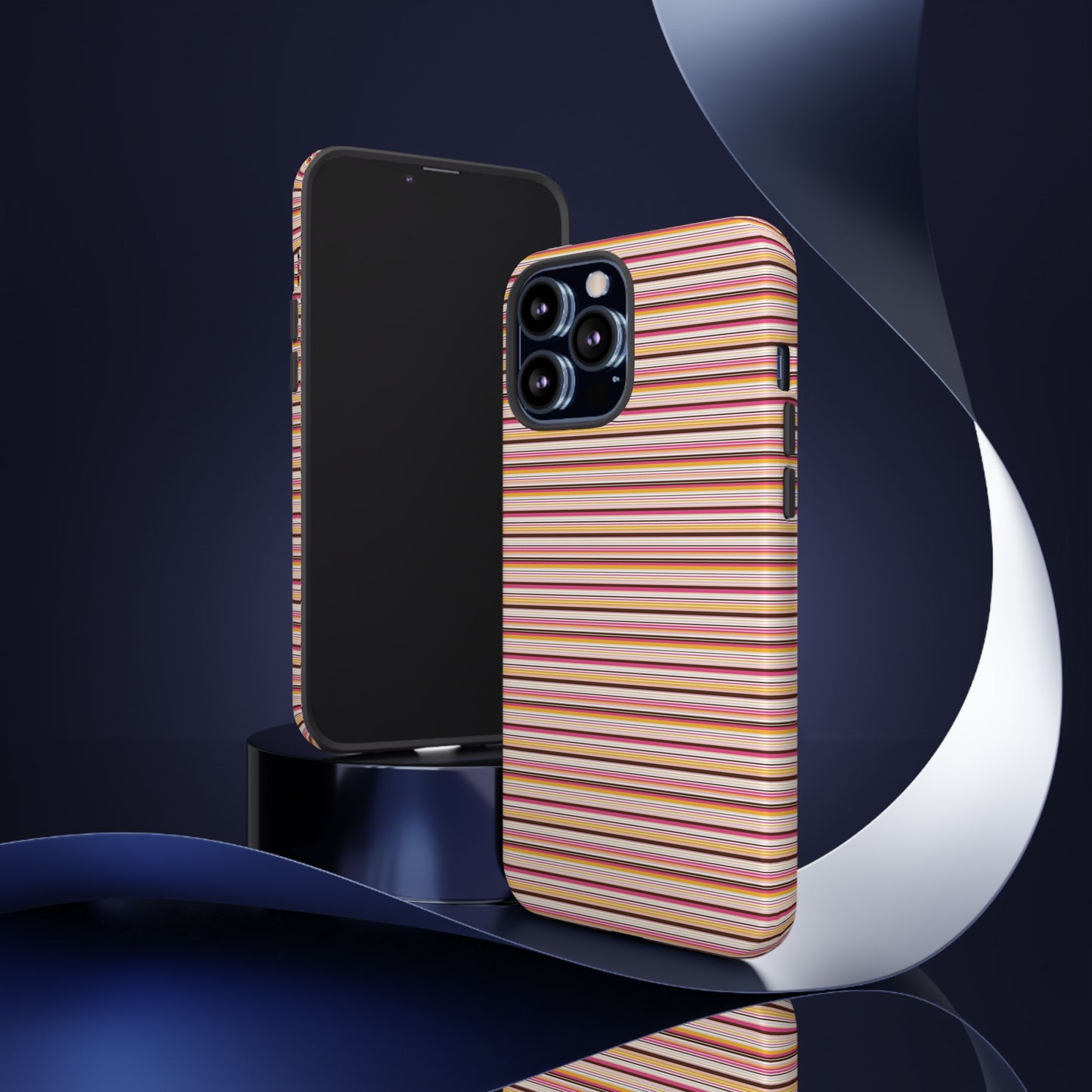Retro Stripe Phone Case – Vintage Protective iPhone & Samsung Case with Wireless Charging