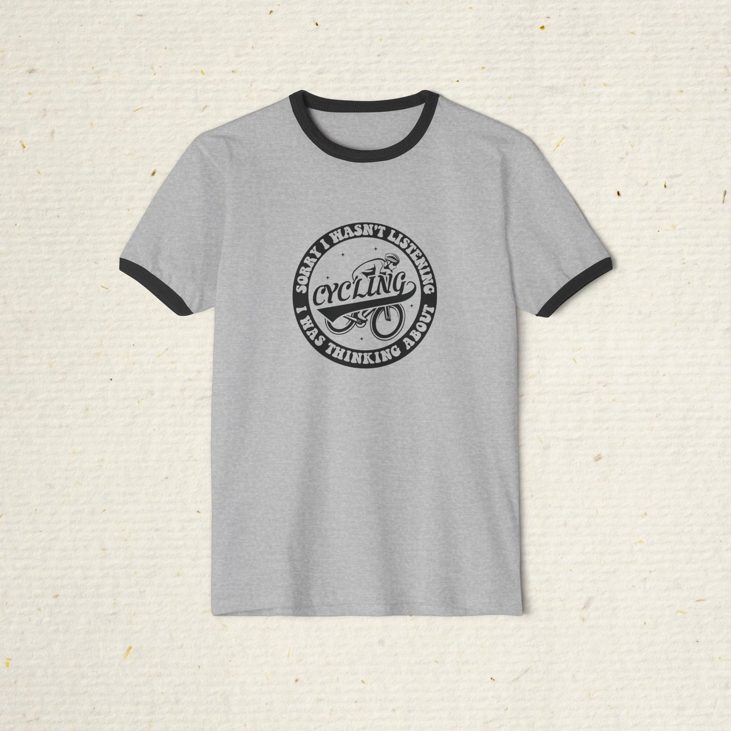 Retro Cycling Ringer T-Shirt: Vintage Cyclist Graphic Tee | Funny Cycling Shirt | Soft Cotton Bike Ride Apparel