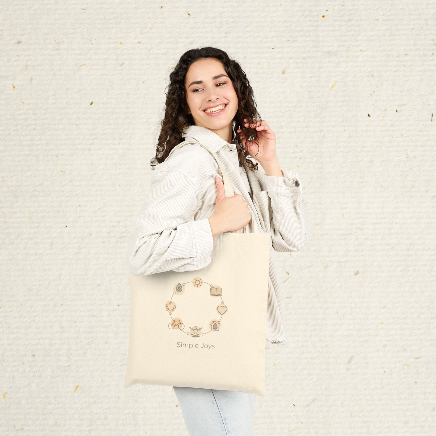 Minimalist Line Art Canvas Tote Bag: Heavyweight Cotton Shopper Bag in Natural