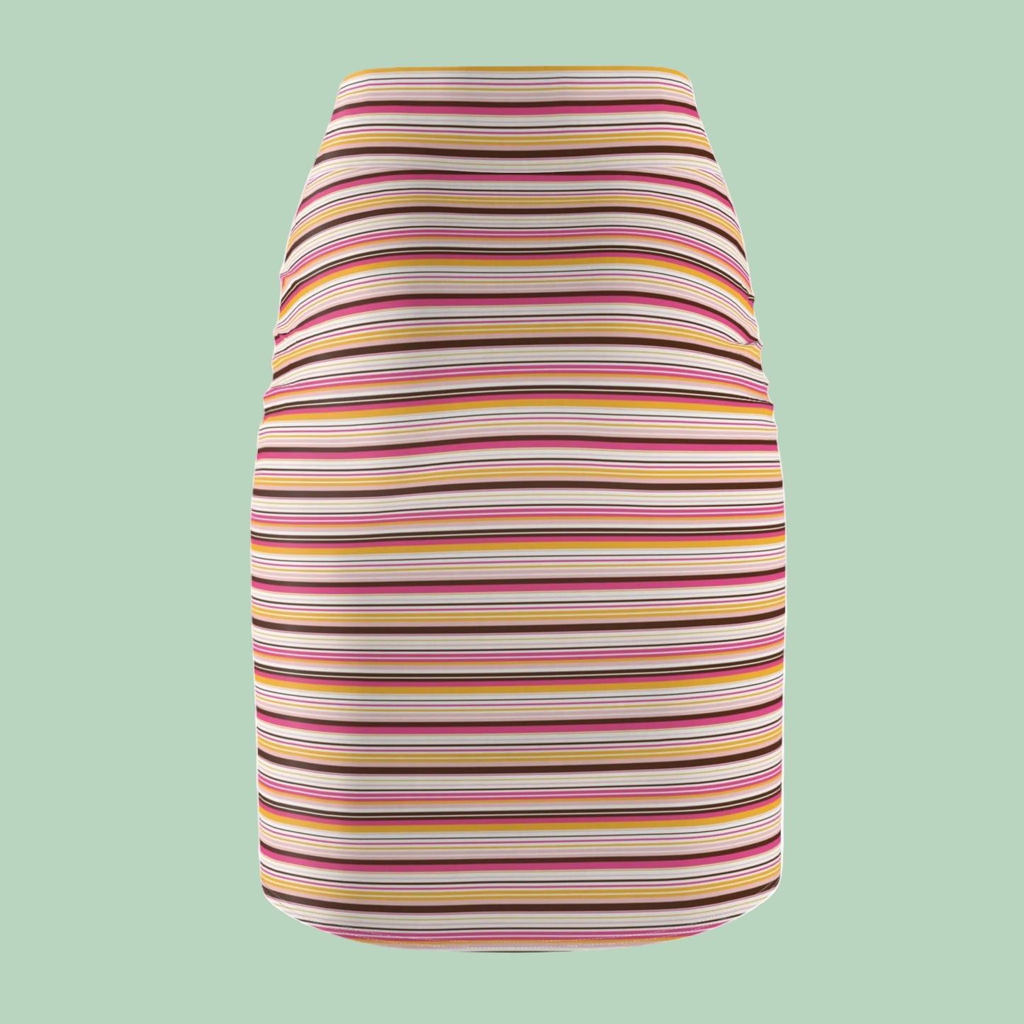 Women's 70s Retro Stripe Pencil Skirt | Stretch Mid-Waist Vintage Skirt