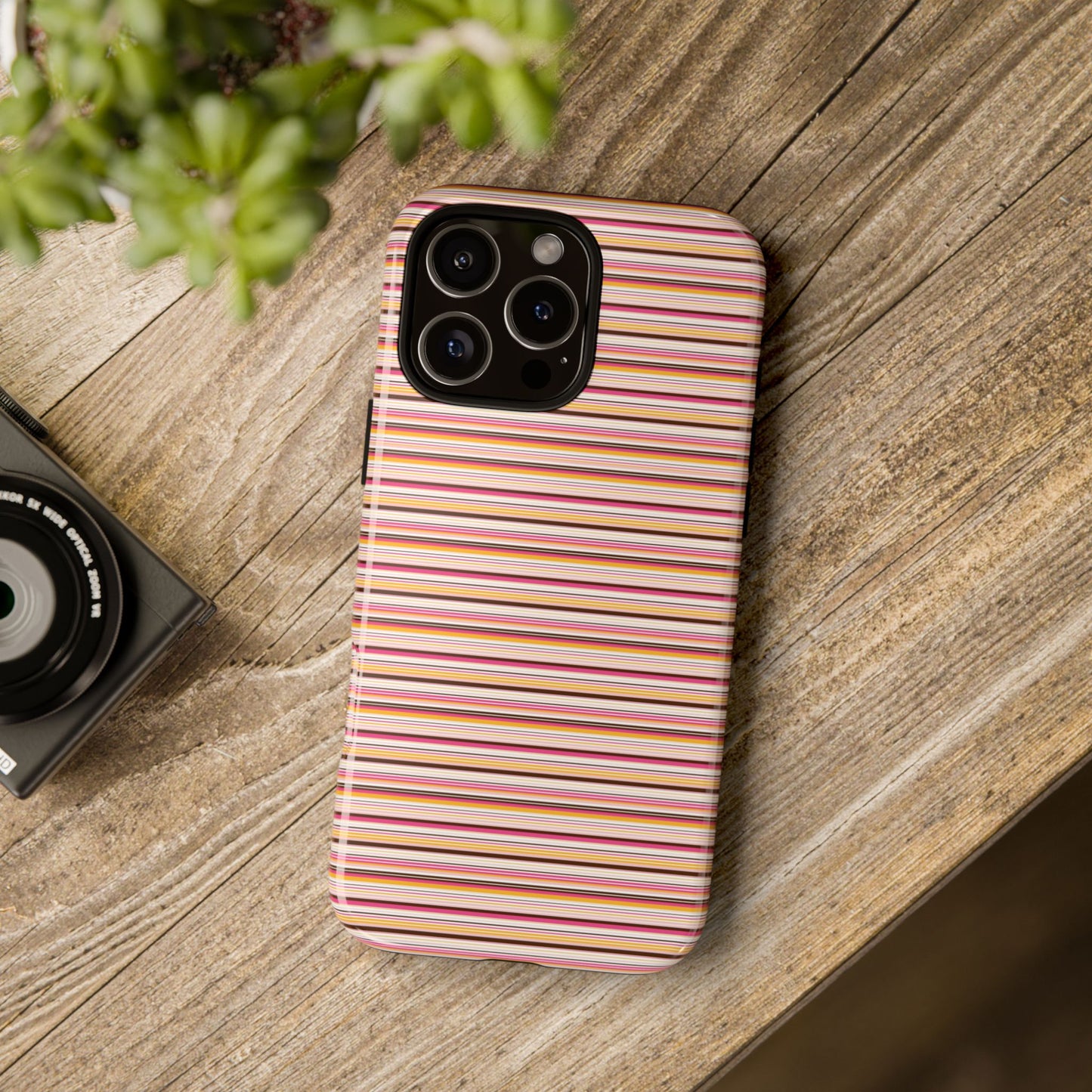 Retro Stripe Phone Case – Vintage Protective iPhone & Samsung Case with Wireless Charging