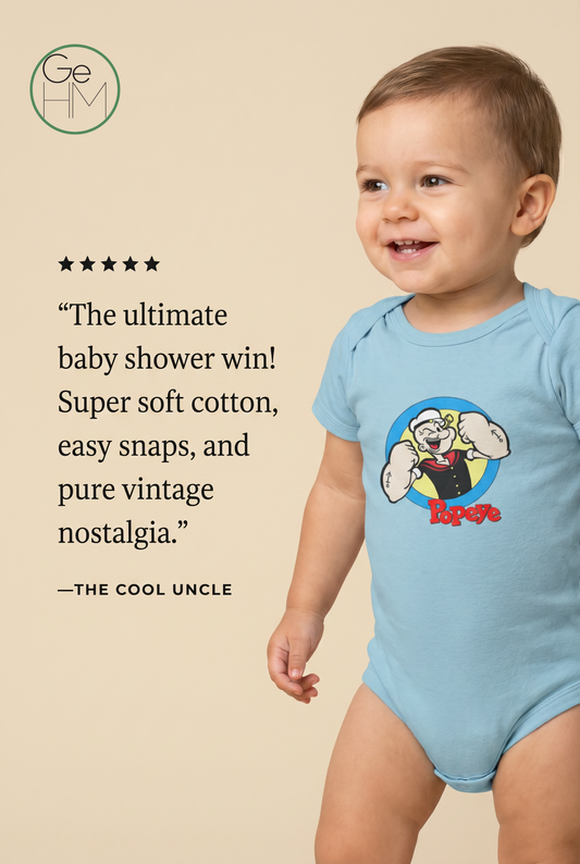 Vintage Popeye Baby Onesie | Cartoon Sailor Man Bodysuit for Babies & Newborns (0-24M)