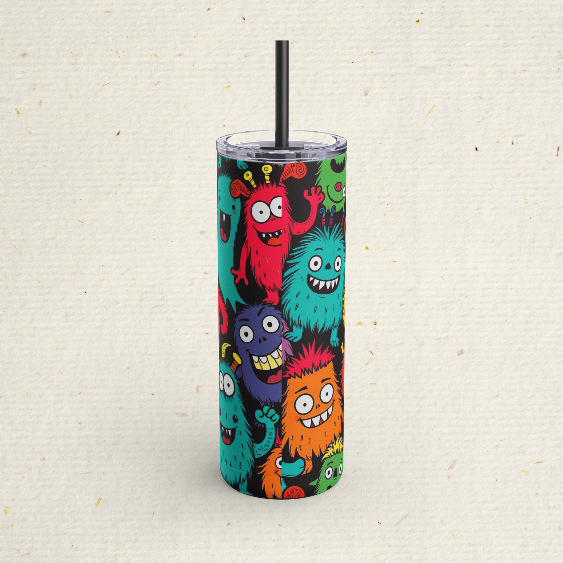 Back to School Monster Skinny Tumbler: 20oz Insulated Stainless Steel Travel Mug for Kids & Adults