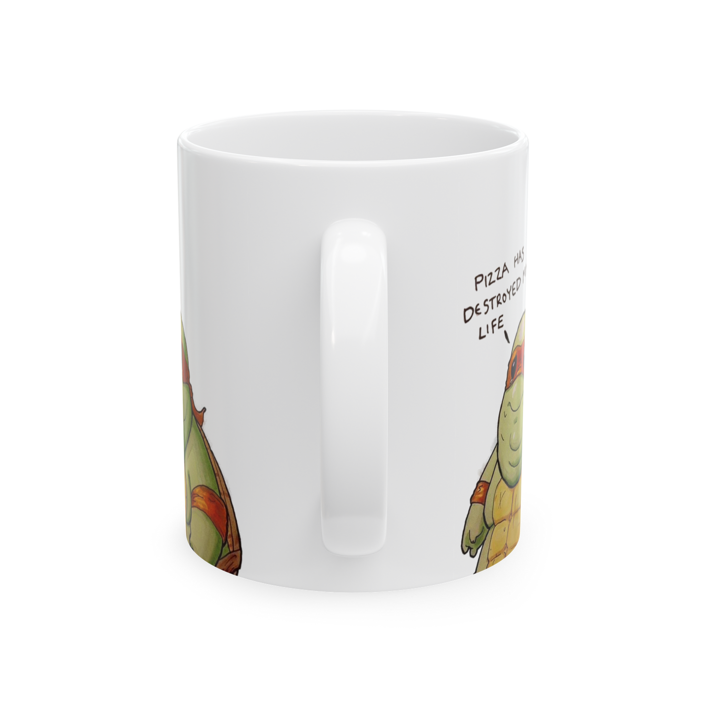 Michelangelo Turtle Coffee Mug | Cartoon Pizza & Turtle Lovers Ceramic Mug – Funny Gift Under $10
