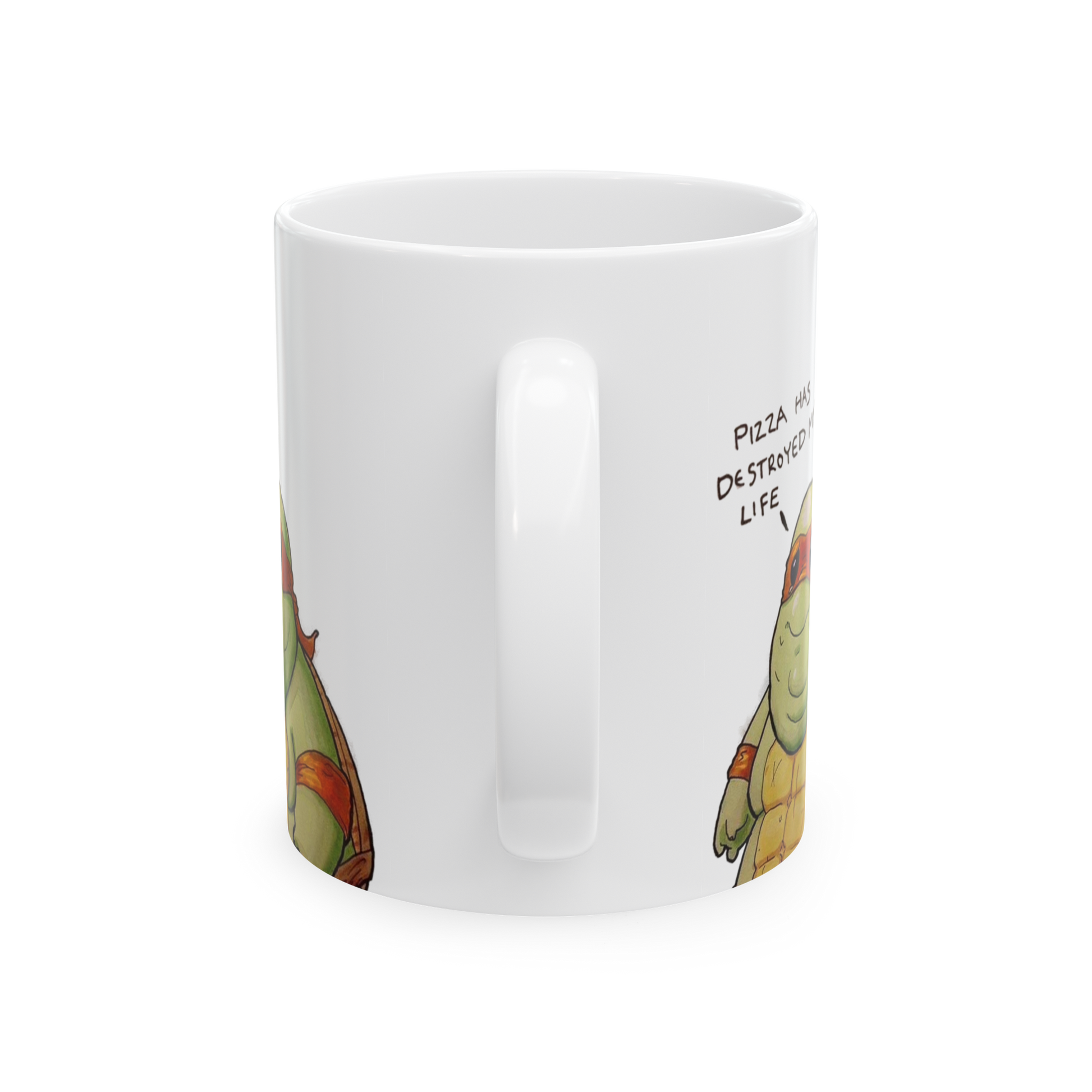 Michelangelo Turtle Coffee Mug | Cartoon Pizza & Turtle Lovers Ceramic Mug – Funny Gift Under $10