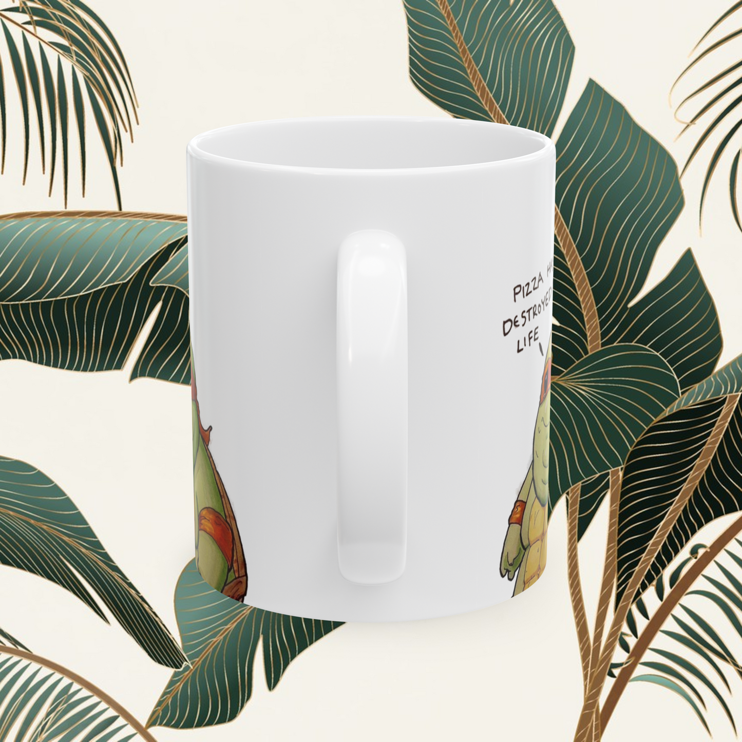 Michelangelo Turtle Coffee Mug | Cartoon Pizza & Turtle Lovers Ceramic Mug – Funny Gift Under $10