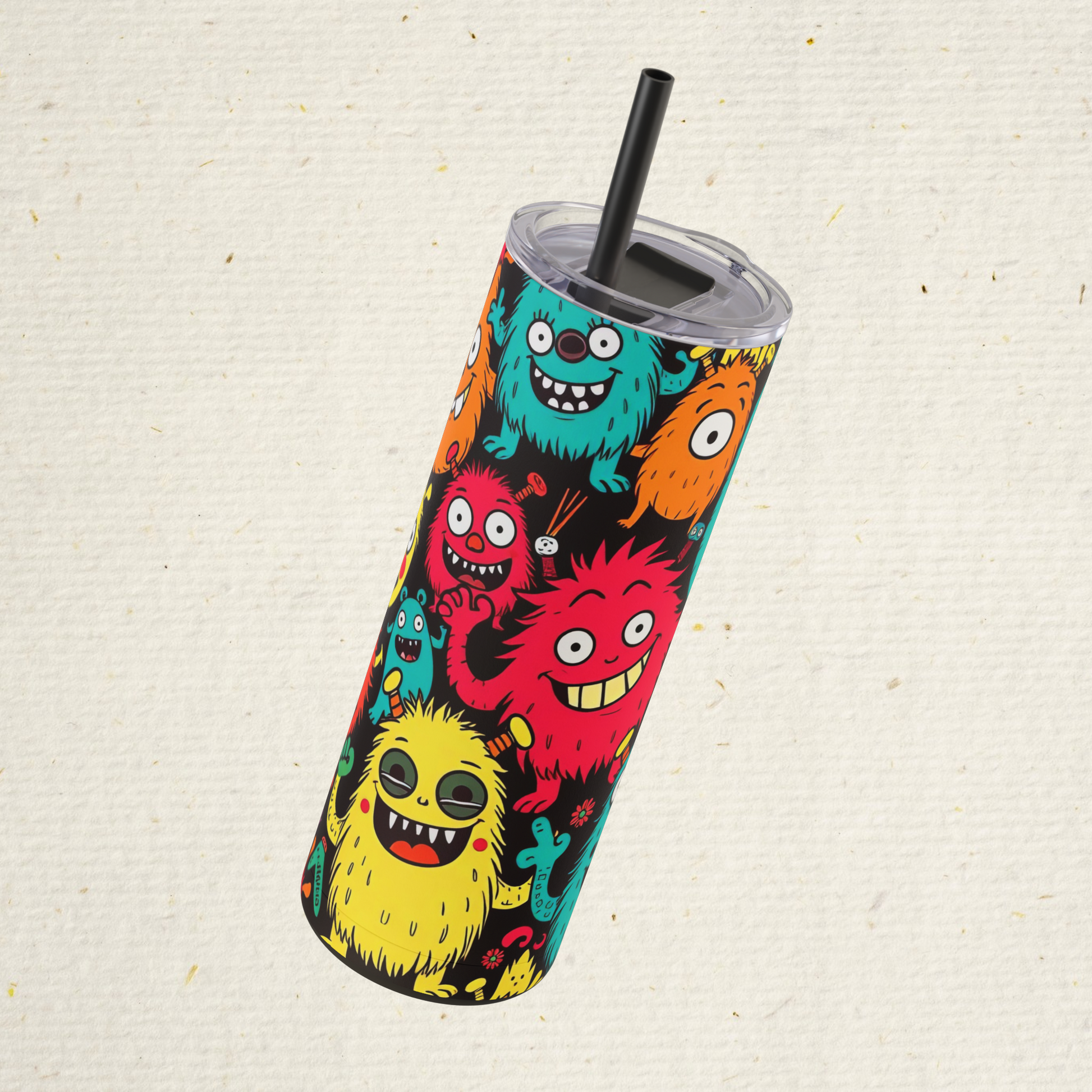 Back to School Monster Skinny Tumbler: 20oz Insulated Stainless Steel Travel Mug for Kids & Adults