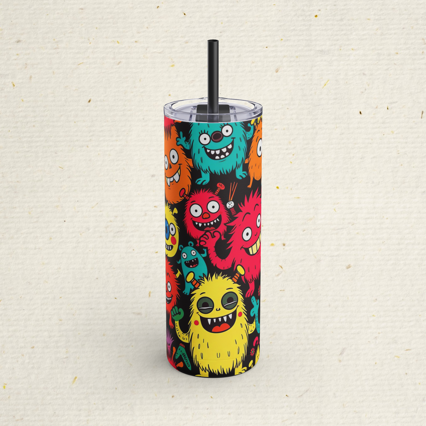 Back to School Monster Skinny Tumbler: 20oz Insulated Stainless Steel Travel Mug for Kids & Adults