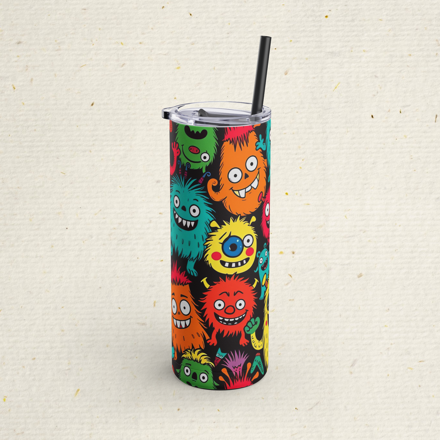 Back to School Monster Skinny Tumbler: 20oz Insulated Stainless Steel Travel Mug for Kids & Adults
