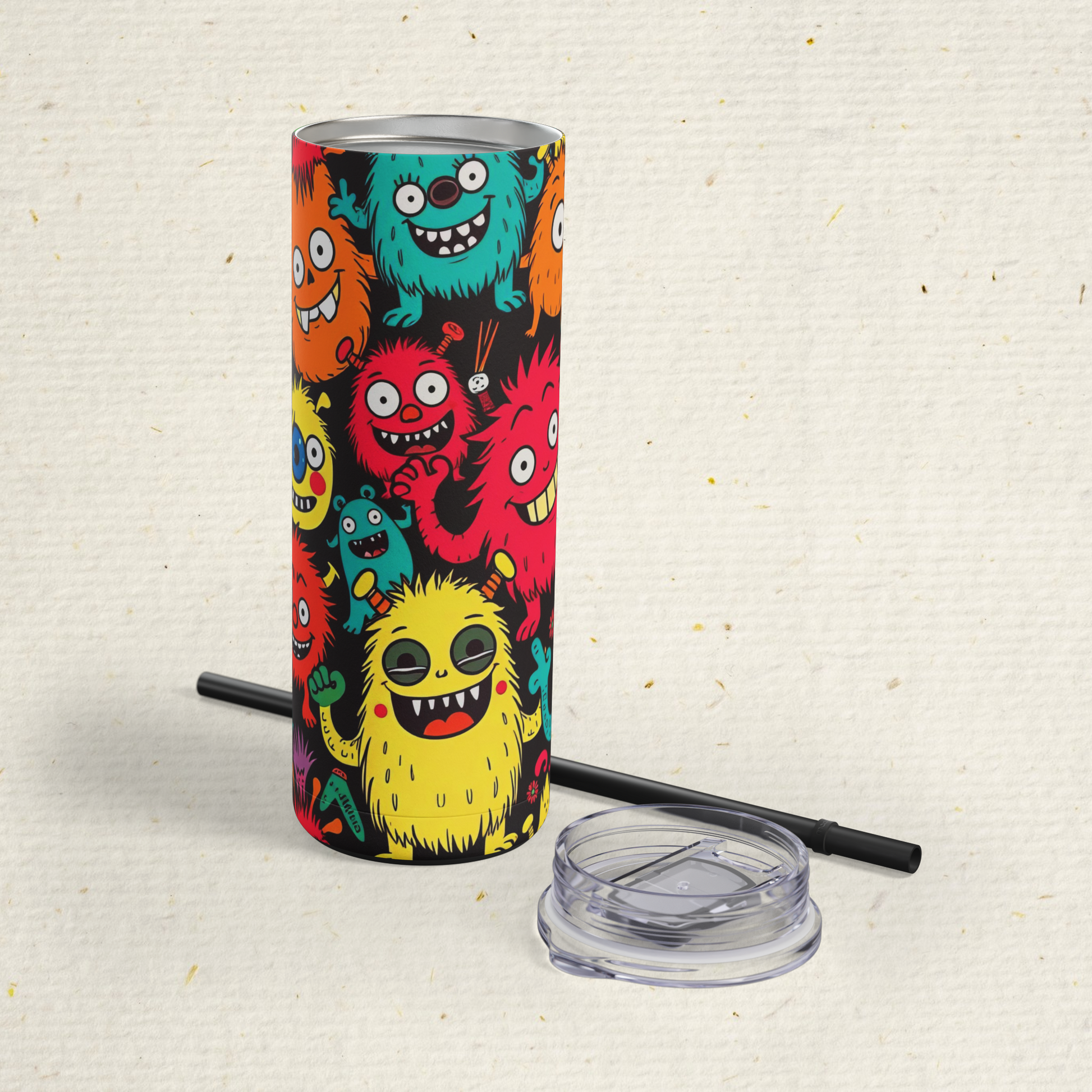 Back to School Monster Skinny Tumbler: 20oz Insulated Stainless Steel Travel Mug for Kids & Adults