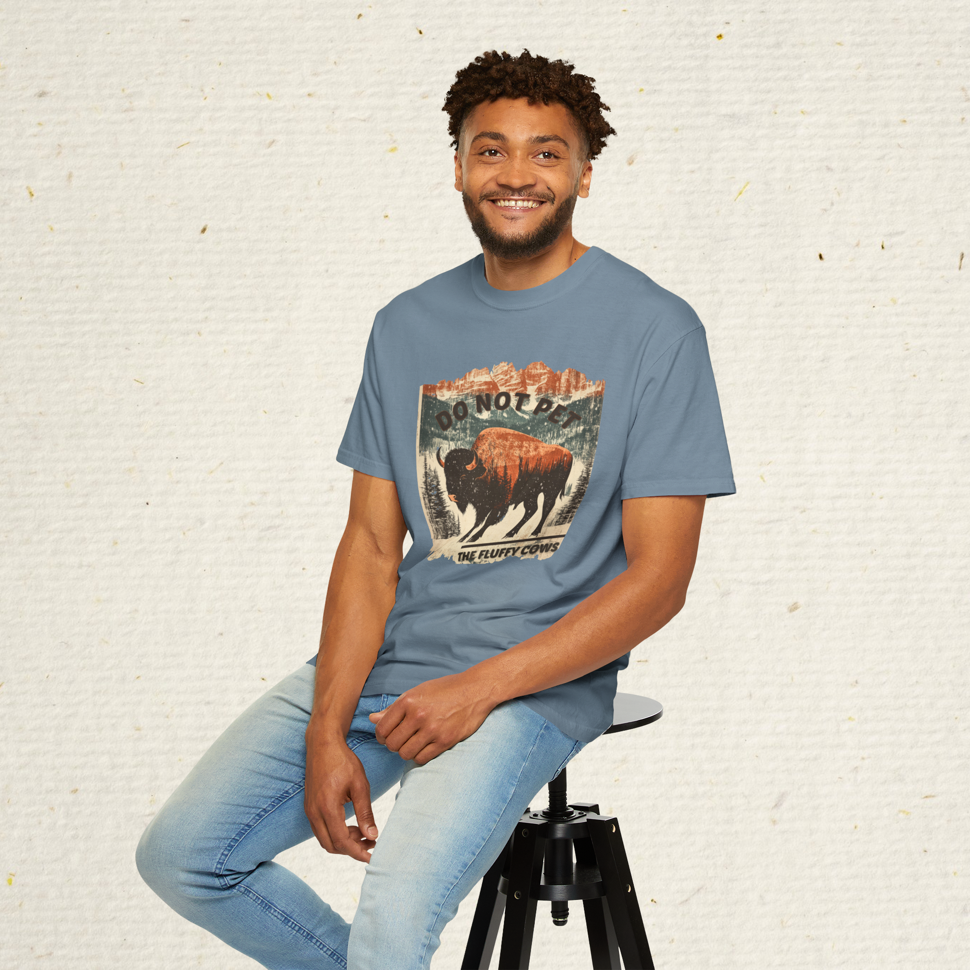 Men’s Funny Buffalo T-Shirt | Cotton Slim Fit Bison Tee | National Park Souvenir Shirt