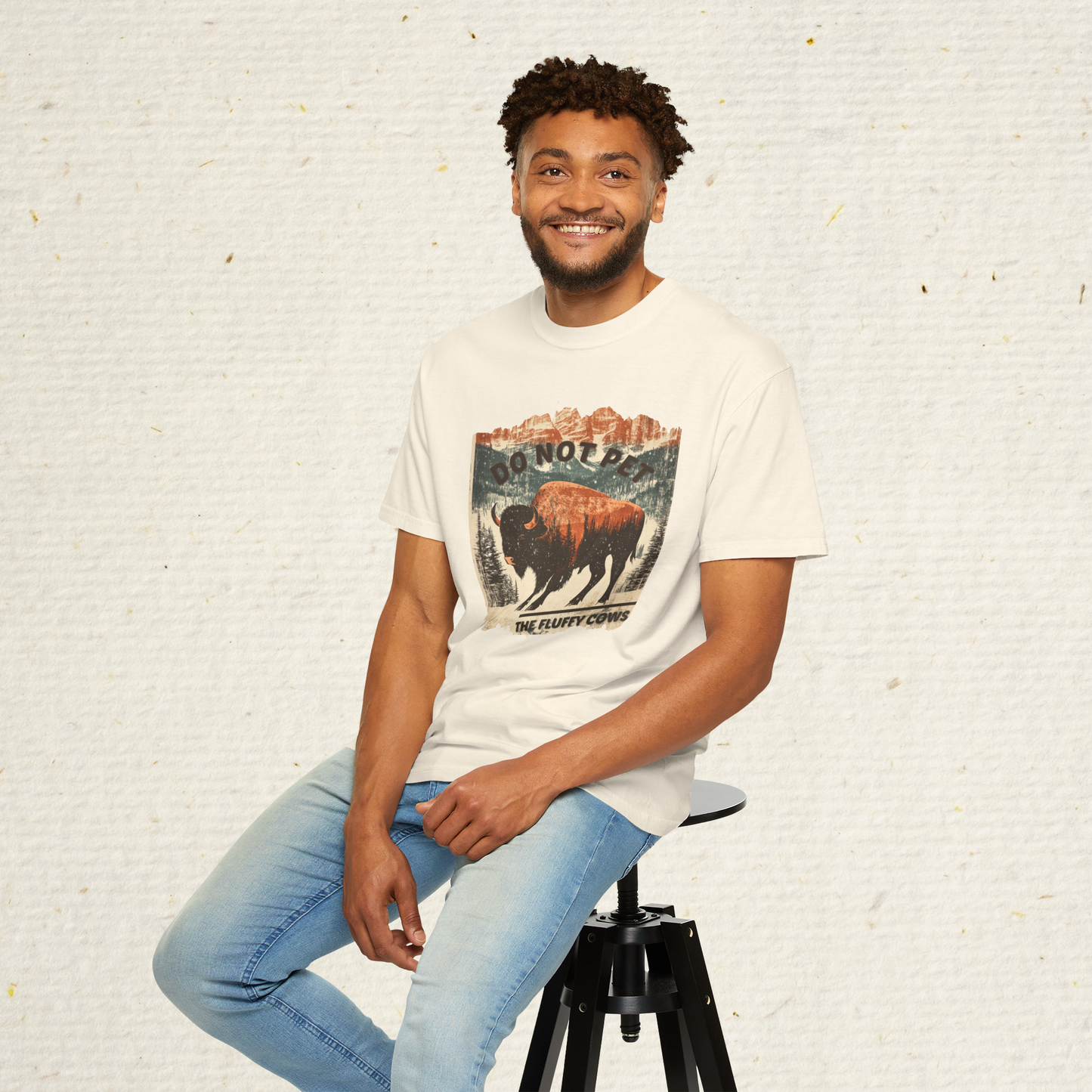 Men’s Funny Buffalo T-Shirt | Cotton Slim Fit Bison Tee | National Park Souvenir Shirt