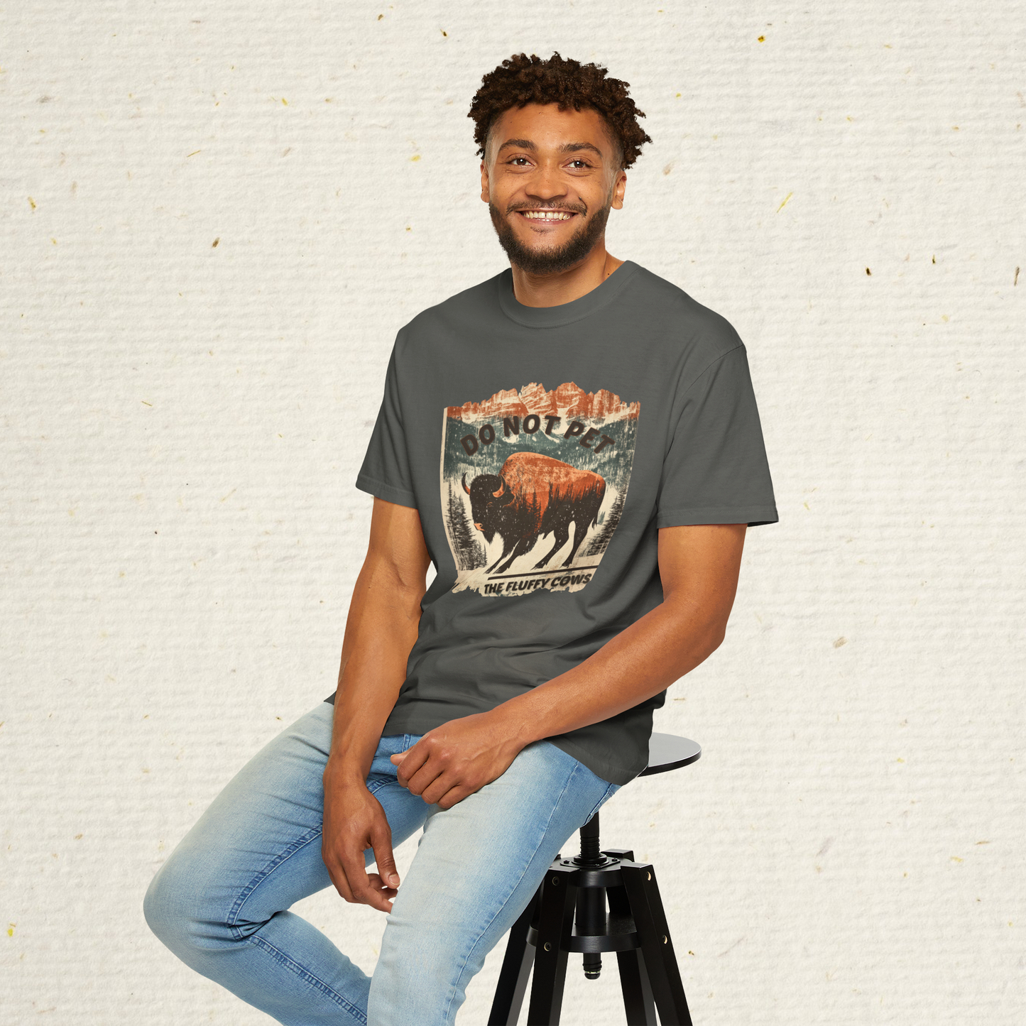 Men’s Funny Buffalo T-Shirt | Cotton Slim Fit Bison Tee | National Park Souvenir Shirt