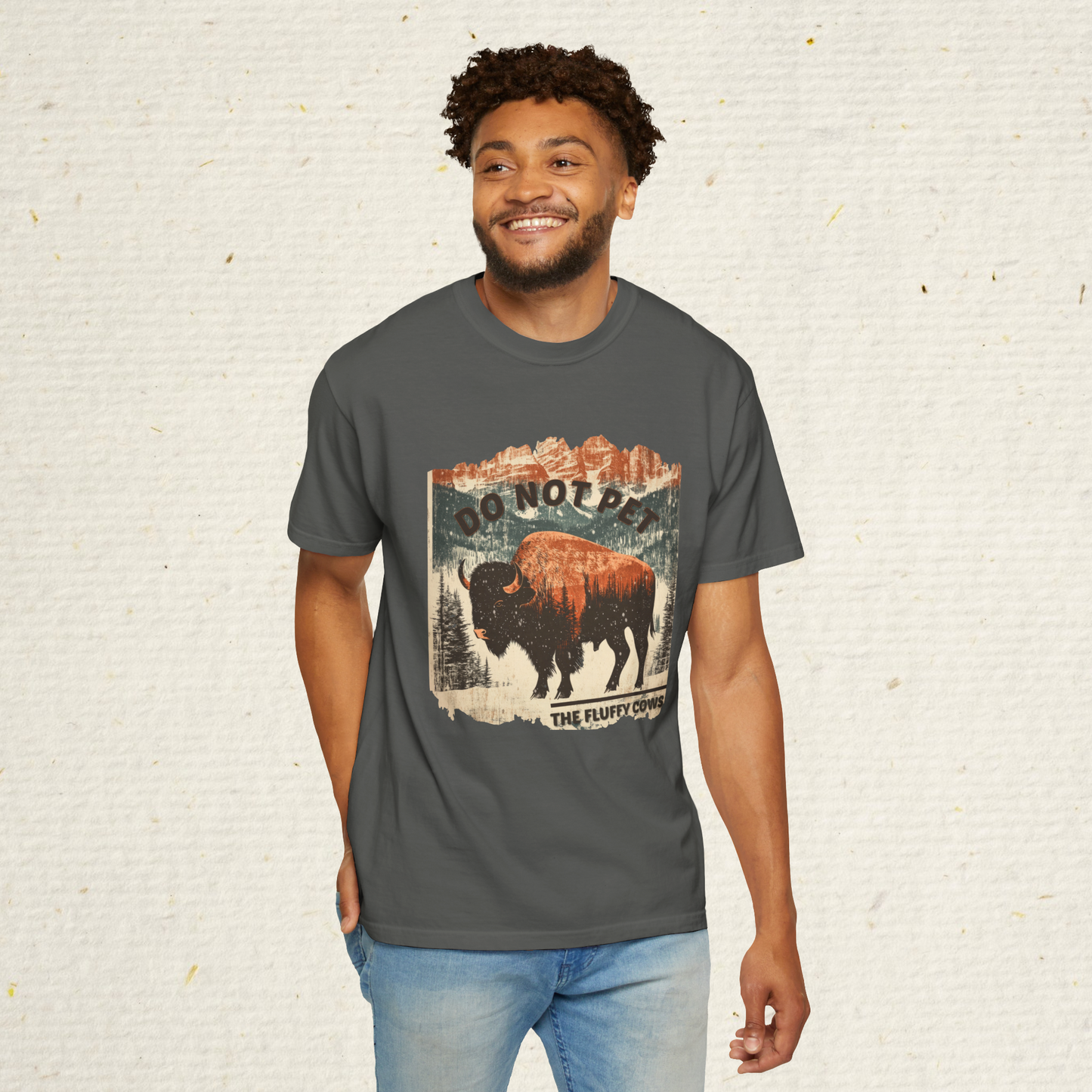 Men’s Funny Buffalo T-Shirt | Cotton Slim Fit Bison Tee | National Park Souvenir Shirt