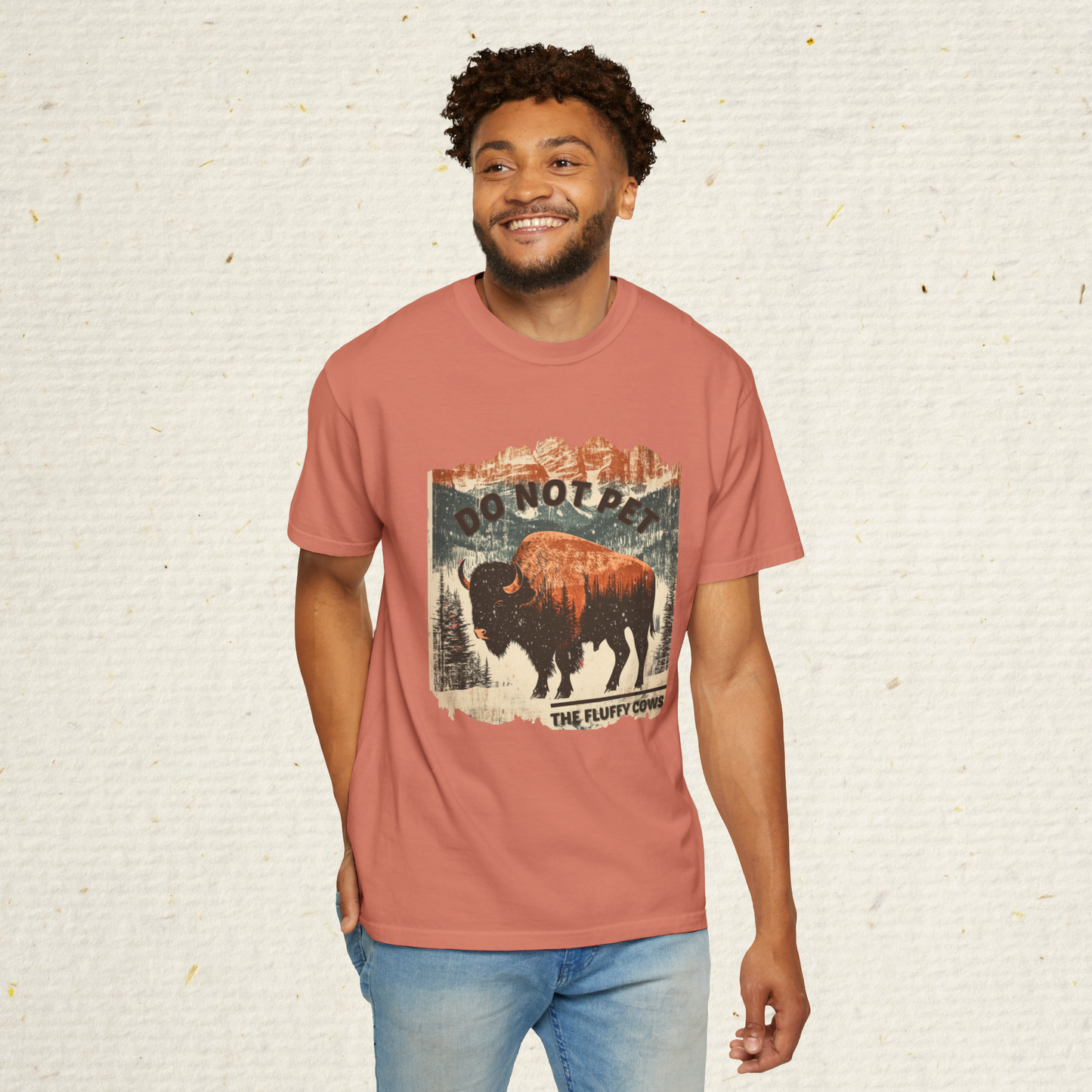 Men’s Funny Buffalo T-Shirt | Cotton Slim Fit Bison Tee | National Park Souvenir Shirt