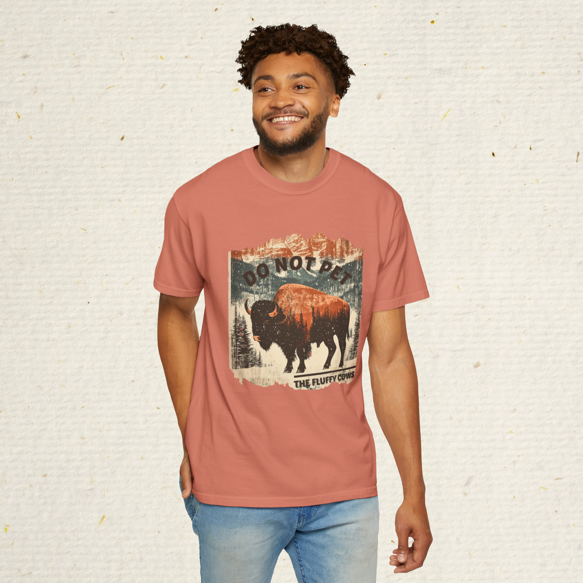 Men’s Funny Buffalo T-Shirt | Cotton Slim Fit Bison Tee | National Park Souvenir Shirt