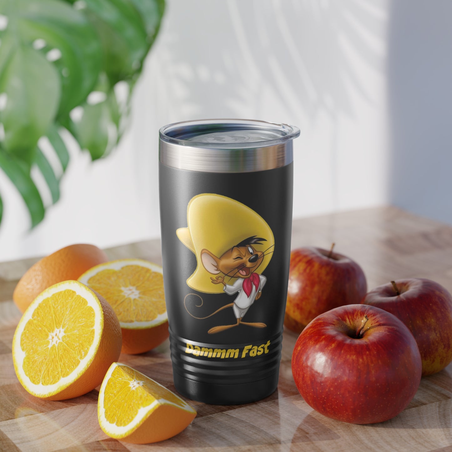 Speedy Gonzales Insulated Stainless steel Tumbler. 20 ounce vintage cartoon mouse travel mug with lid. 