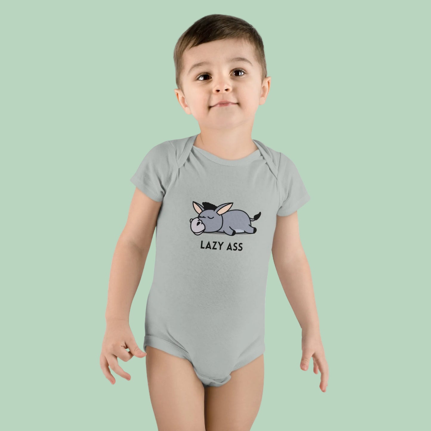 baby donkey bodysuit soft cotton close up