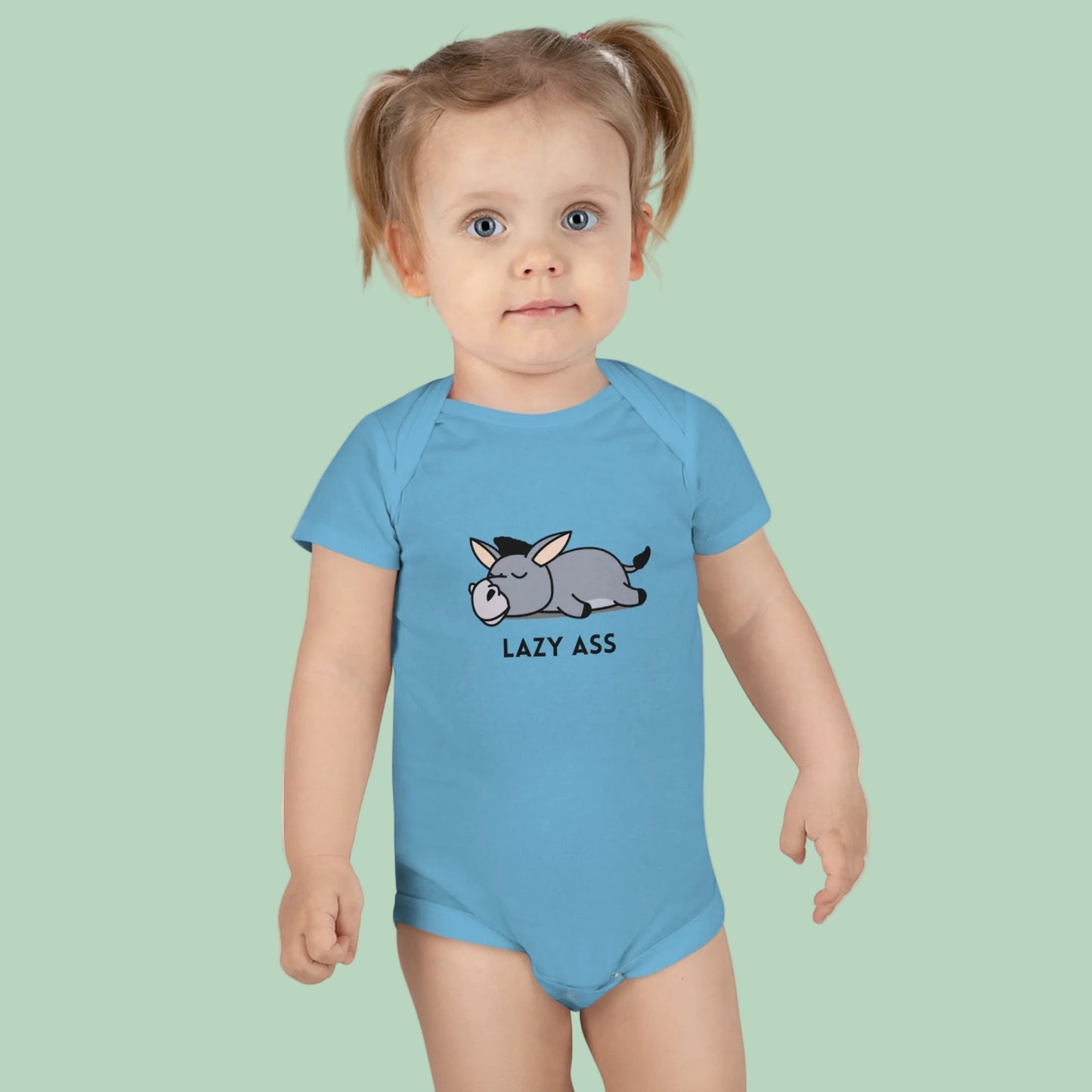 baby donkey bodysuit soft cotton close up