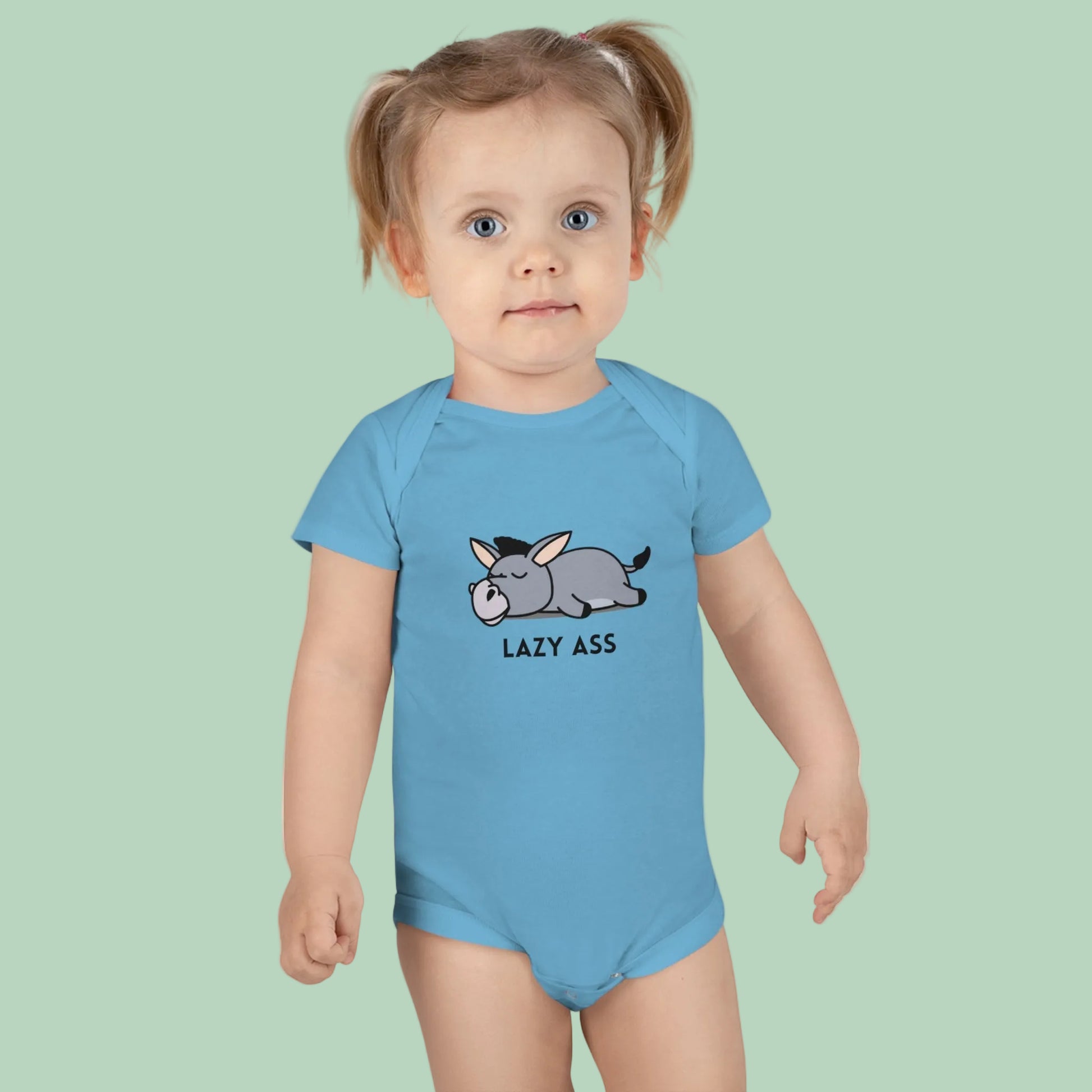baby donkey bodysuit soft cotton close up