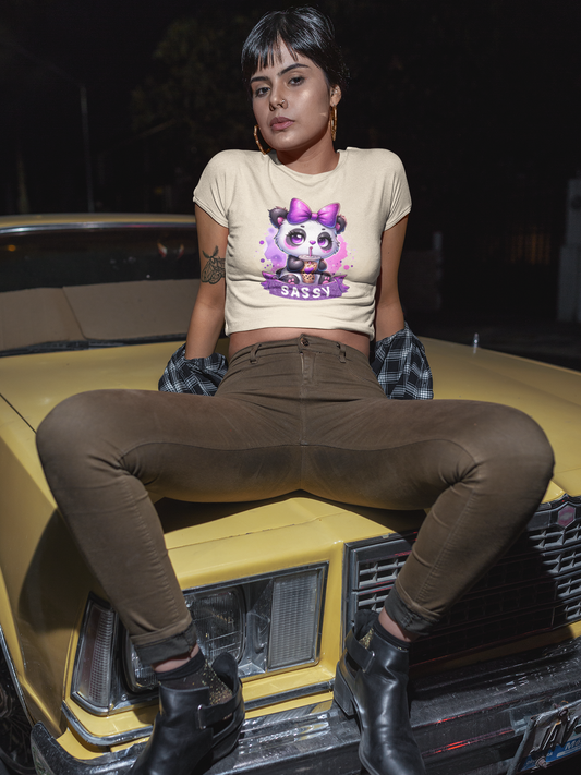 Sassy Panda T Shirt. Sassy panda Shirt for Women. Cotton crewneck tee under twenty five dollars.