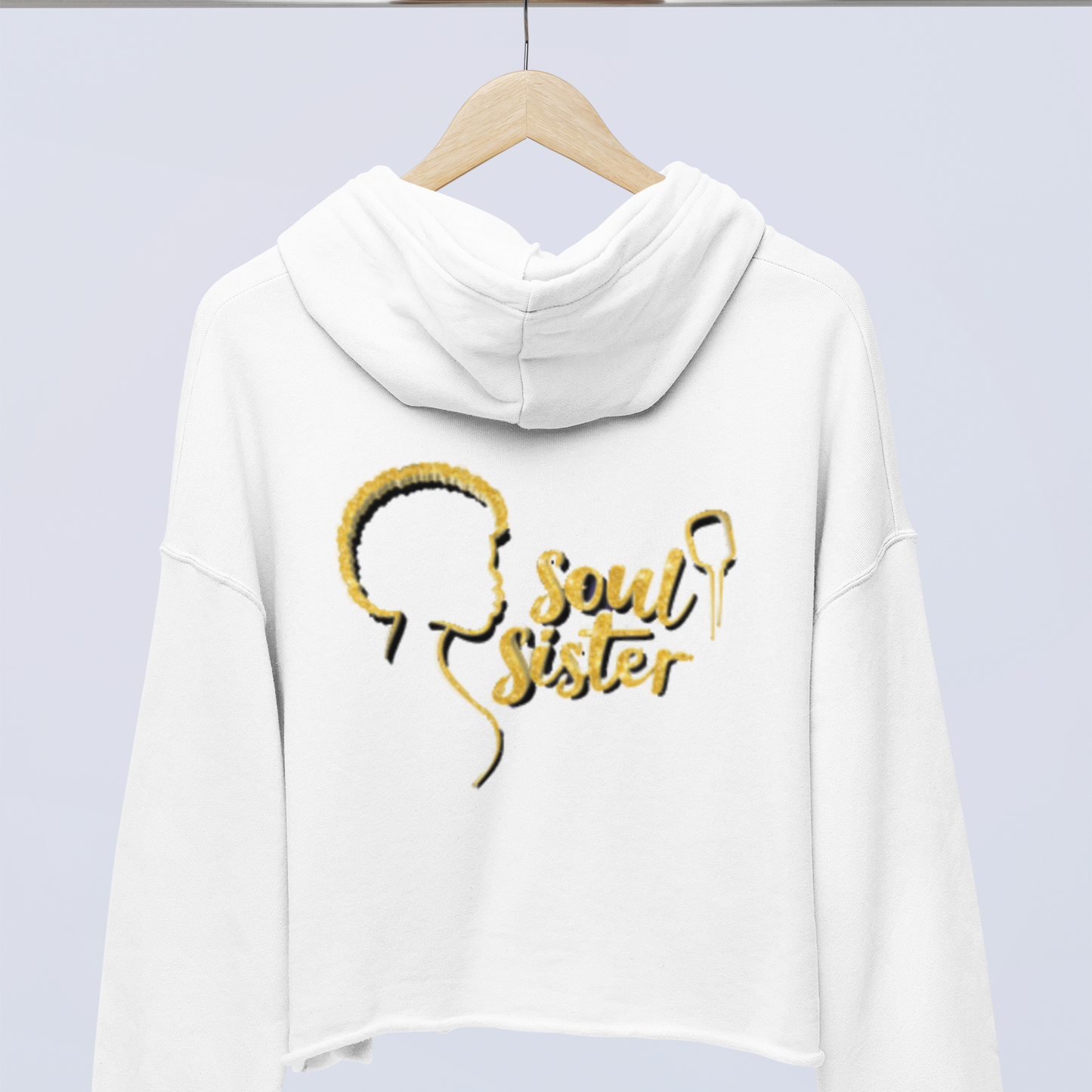 Woman wearing Soul Sister music inspired women’s cropped hoodie