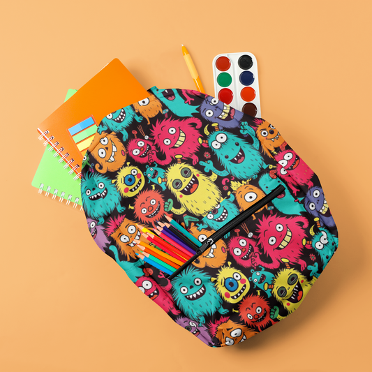 Monster Kids Backpack, Back to School Bag, School Supplies for going back to school. Personalizable Kids Backpack.