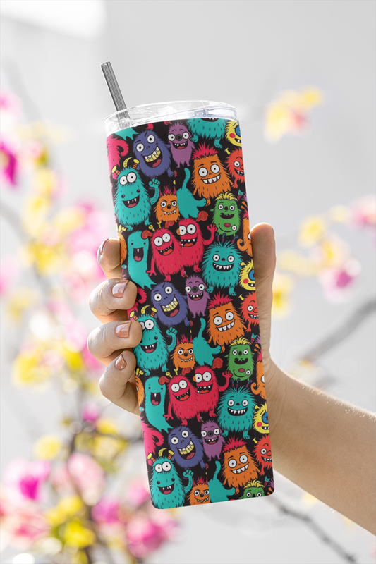 Monster skinny Back to School tumbler, Custom tumbler, Insulated Tumbler, 20oz travel mug, going back to School Supplies