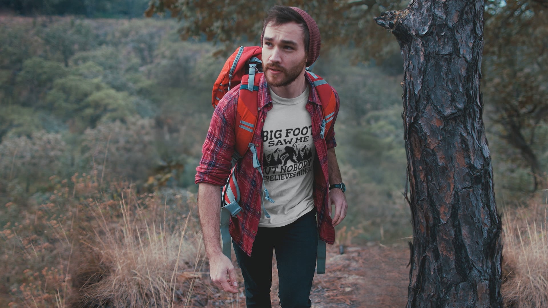 Funny Bigfoot / Sasquatch shirt: White Unisex Cotton crew neck T-Shirt