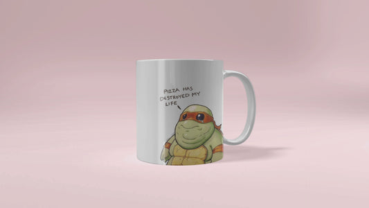 Michelangelo Turtle Coffee Mug | Cartoon Pizza & Turtle Lovers Ceramic Mug – Funny Gift Under $10