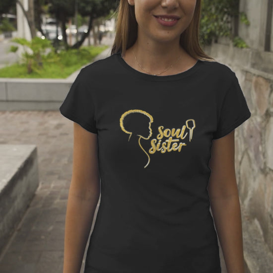 Woman wearing Tina Turner inspired Private Dancer graphic t shirt