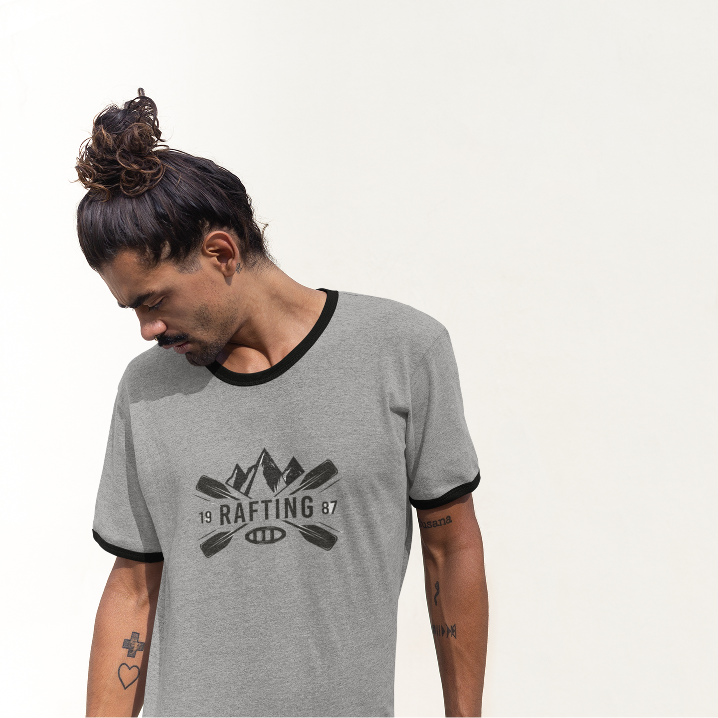 Retro Rafting Ringer T-Shirt | Vintage River Raft Graphic Tee | Lightweight Outdoor Adventure Shirt for Rafters